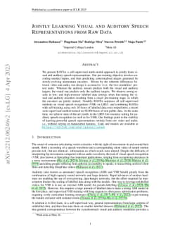 Jointly Learning Visual and Auditory Speech Representations from Raw
  Data