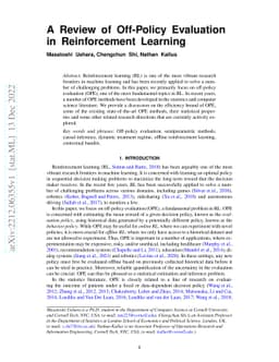 A Review of Off-Policy Evaluation in Reinforcement Learning