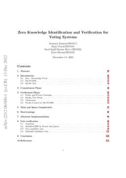 Zero Knowledge Identification and Verification of Voting Systems