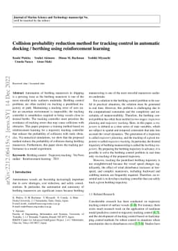 Collision probability reduction method for tracking control in automatic
  docking / berthing using reinforcement learning
