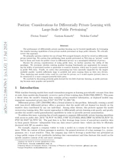 Position: Considerations for Differentially Private Learning with
  Large-Scale Public Pretraining