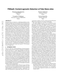 FNDaaS: Content-agnostic Detection of Fake News sites
