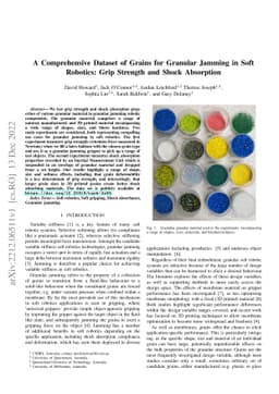 A Comprehensive Dataset of Grains for Granular Jamming in Soft Robotics:
  Grip Strength and Shock Absorption