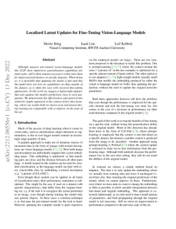 Localized Latent Updates for Fine-Tuning Vision-Language Models