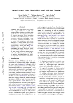Do Text-to-Text Multi-Task Learners Suffer from Task Conflict?