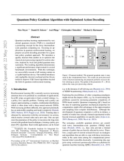 Quantum Policy Gradient Algorithm with Optimized Action Decoding