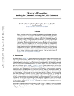 Structured Prompting: Scaling In-Context Learning to 1,000 Examples