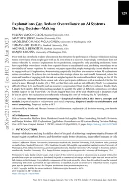Explanations Can Reduce Overreliance on AI Systems During
  Decision-Making