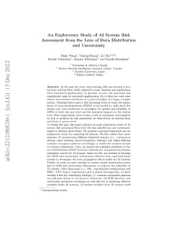 An Exploratory Study of AI System Risk Assessment from the Lens of Data
  Distribution and Uncertainty