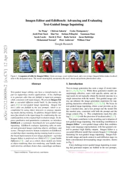 Imagen Editor and EditBench: Advancing and Evaluating Text-Guided Image
  Inpainting