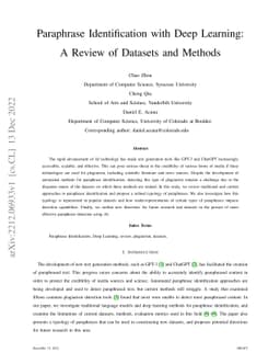Paraphrase Identification with Deep Learning: A Review of Datasets and
  Methods