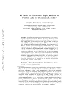 AI Ethics on Blockchain: Topic Analysis on Twitter Data for Blockchain
  Security