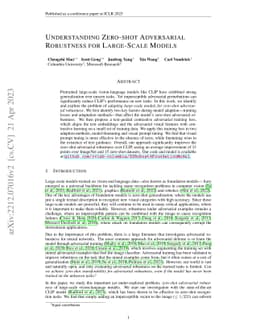 Understanding Zero-Shot Adversarial Robustness for Large-Scale Models