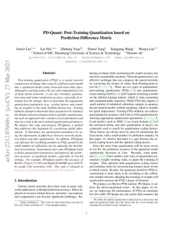 PD-Quant: Post-Training Quantization based on Prediction Difference
  Metric