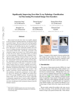 Significantly Improving Zero-Shot X-ray Pathology Classification via
  Fine-tuning Pre-trained Image-Text Encoders