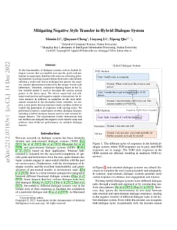 Mitigating Negative Style Transfer in Hybrid Dialogue System