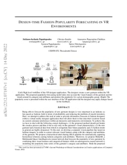 Design-time Fashion Popularity Forecasting in VR Environments