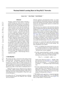 Maximal Initial Learning Rates in Deep ReLU Networks