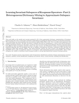 Learning Invariant Subspaces of Koopman Operators--Part 2: Heterogeneous
  Dictionary Mixing to Approximate Subspace Invariance