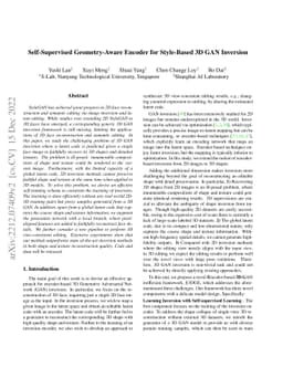 Self-Supervised Geometry-Aware Encoder for Style-Based 3D GAN Inversion