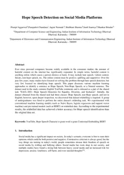 Hope Speech Detection on Social Media Platforms