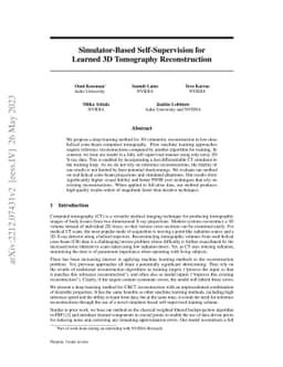 Simulator-Based Self-Supervision for Learned 3D Tomography
  Reconstruction