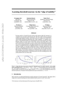 Learning threshold neurons via the "edge of stability"