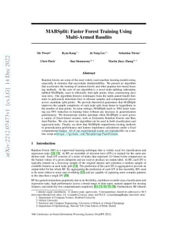 MABSplit: Faster Forest Training Using Multi-Armed Bandits