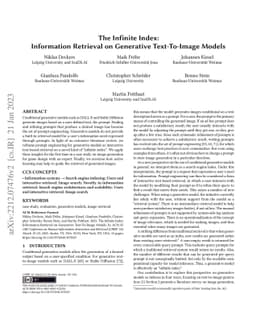 The Infinite Index: Information Retrieval on Generative Text-To-Image
  Models