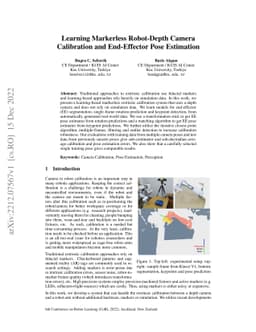 Learning Markerless Robot-Depth Camera Calibration and End-Effector Pose
  Estimation