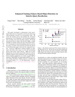 Enhanced Training of Query-Based Object Detection via Selective Query
  Recollection