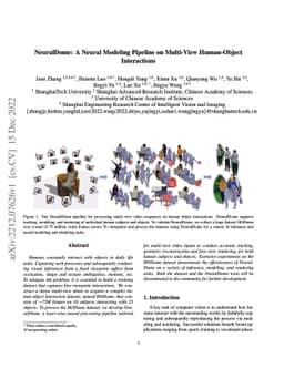 NeuralDome: A Neural Modeling Pipeline on Multi-View Human-Object
  Interactions