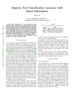 Improve Text Classification Accuracy with Intent Information