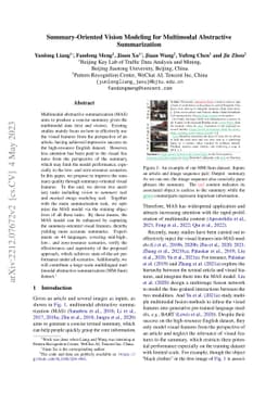 Summary-Oriented Vision Modeling for Multimodal Abstractive
  Summarization
