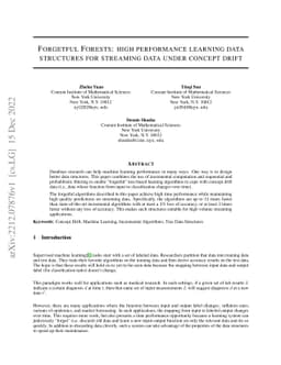 Forgetful Forests: high performance learning data structures for
  streaming data under concept drift