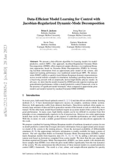 Data-Efficient Model Learning for Control with Jacobian-Regularized
  Dynamic-Mode Decomposition}