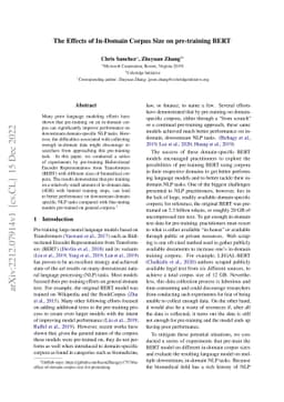 The Effects of In-domain Corpus Size on pre-training BERT