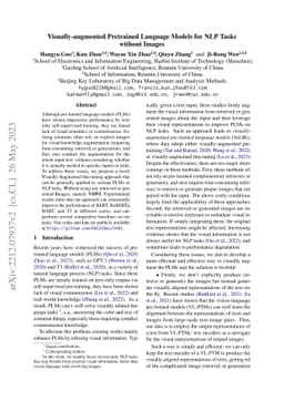 Visually-augmented pretrained language models for NLP tasks without
  images
