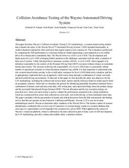 Collision Avoidance Testing of the Waymo Automated Driving System