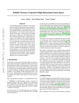 Reliable Measures of Spread in High Dimensional Latent Spaces