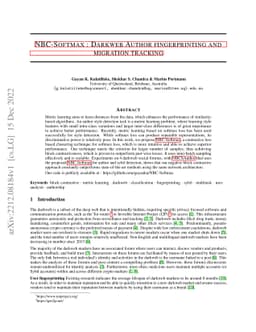 NBC-Softmax : Darkweb Author fingerprinting and migration tracking