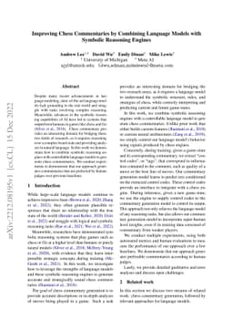 Improving Chess Commentaries by Combining Language Models with Symbolic
  Reasoning Engines