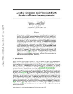 A unified information-theoretic model of EEG signatures of human
  language processing