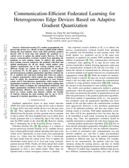 Communication-Efficient Federated Learning for Heterogeneous Edge
  Devices Based on Adaptive Gradient Quantization