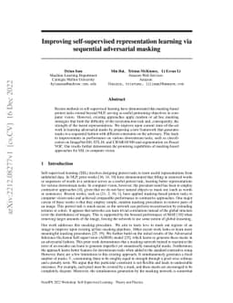 Improving self-supervised representation learning via sequential
  adversarial masking