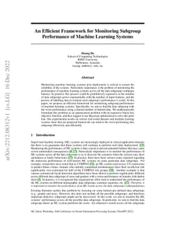 An Efficient Framework for Monitoring Subgroup Performance of Machine
  Learning Systems