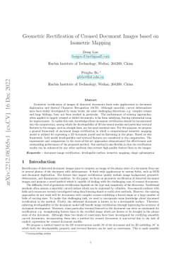 Geometric Rectification of Creased Document Images based on Isometric
  Mapping
