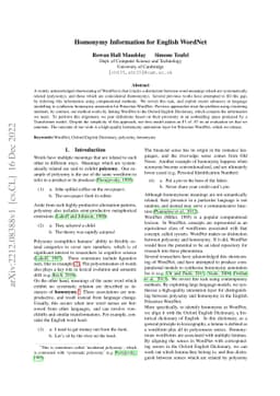 Homonymy Information for English WordNet