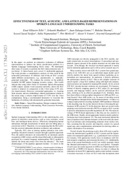 Effectiveness of Text, Acoustic, and Lattice-based representations in
  Spoken Language Understanding tasks