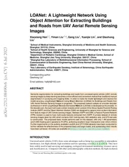 LOANet: A Lightweight Network Using Object Attention for Extracting
  Buildings and Roads from UAV Aerial Remote Sensing Images
